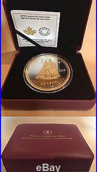 Canada 2015 Big Coins Series #3 Bluenose 10 Cents 5oz Silver Proof & Gold Plated