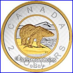 Canada 2015 Big Coins Series #6 Polar Bear $2 Toonie 5 Oz Silver Gold Plated Prf Canada 2015 Big Coins Series #6 Polar Bear $2 Toonie 5 Oz Silver Gold Plated Prf