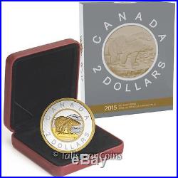 Canada 2015 Big Coins Series #6 Polar Bear $2 Toonie 5 Oz Silver Gold Plated Prf Canada 2015 Big Coins Series #6 Polar Bear $2 Toonie 5 Oz Silver Gold Plated Prf