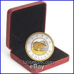 Canada 2015 Big Coins Series #6 Polar Bear $2 Toonie 5 Oz Silver Gold Plated Prf Canada 2015 Big Coins Series #6 Polar Bear $2 Toonie 5 Oz Silver Gold Plated Prf