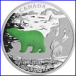 Canada 2015 Canadian Icons Polar Bear & Cubs $20 Silver Proof with Jade Insert