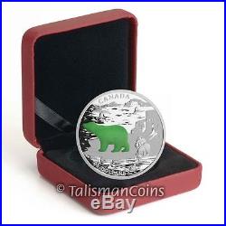 Canada 2015 Canadian Icons Polar Bear & Cubs $20 Silver Proof with Jade Insert