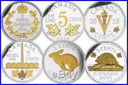 Canada 2015 Complete Set of 6'Legacy of Canadian Nickel' Proof 5-Cent Coins