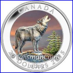 Canada 2015 Howling Wolf $20 1 Oz Pure Silver Color Proof Mintage 7500