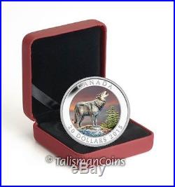 Canada 2015 Howling Wolf $20 1 Oz Pure Silver Color Proof Mintage 7500