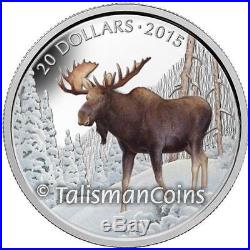 Canada 2015 Iconic Animals Majestic Bull Moose $20 Pure 1 Oz Silver Color Proof