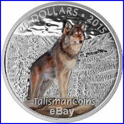 Canada 2015 Iconic Canadian Animals #8 Imposing Alpha Male Wolf $20 Silver Proof