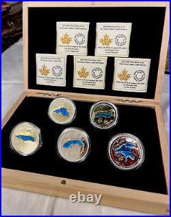 Canada 2015 The Great Lakes 5x 1 oz Coin Set $20 Silver Proof Enameled COA+OGP