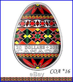 Canada 2016 20$ Traditional Ukrainian Pysanka 1oz Silver Coin COA NUMBER-16