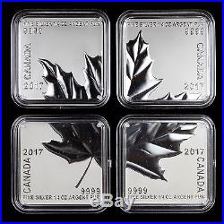 Canada 2017 $3 Maple Leaf Quartet 4-piece 1.5 oz Total Pure Silver Square Coins