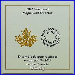 Canada 2017 $3 Maple Leaf Quartet 4-piece 1.5 oz Total Pure Silver Square Coins
