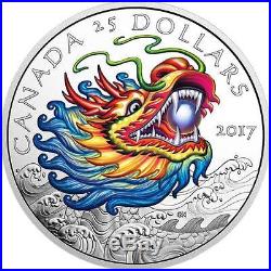 Canada 2017'Dragon' Colorized Proof $25 Silver Coin 1oz. 9999 Fine w COA/BOX