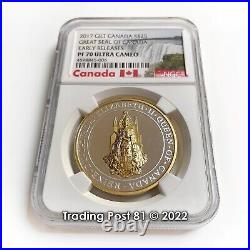 Canada 2017 Great Seal of Canada Gilt Silver Coin ER NGC Proof 70 UC withCOA