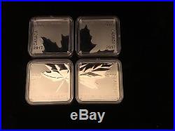 Canada 2017 Maple Leaf Quartet Set of 4 Square-Shaped Silver Maple Leaf Coin