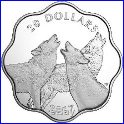 Canada 2017 Master Club Land Timber Wolf $20 Lotus Scalloped Silver Proof in OGP