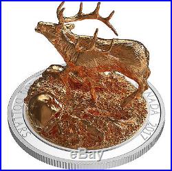 Canada 2017 Sculpture of Majestic Animals #3 Elk $100 3D 10 Oz Silver Proof