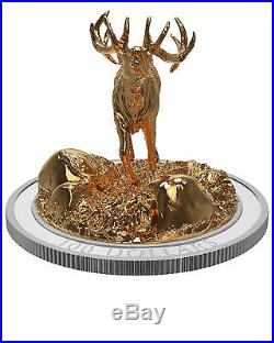 Canada 2017 Sculpture of Majestic Animals #3 Elk $100 3D 10 Oz Silver Proof
