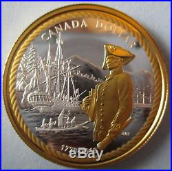 Canada 2018 $1 Captain Cook 99.99% Proof Silver Gold Plated Dollar Coin