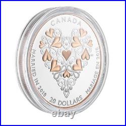 Canada 2018 20$ Best Wishes On Your Wedding Day Pink Gold Plating Silver Coin