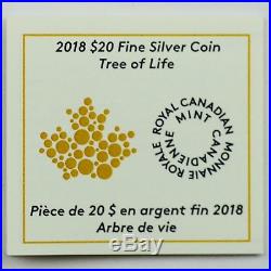Canada 2018 $20 Tree of Life 1 oz. Pure Silver Gold Plated Color Proof Coin