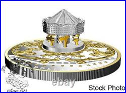 Canada 2018 $50 6 Oz Pure Silver Gold Plated Antique Carousel Coin