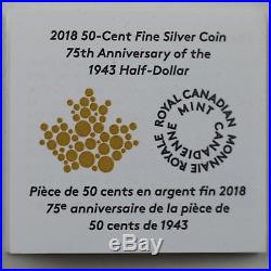 Canada 2018 EXCLUSIVE Masters Club 2 Troy oz. 9999 Pure Silver 1943 Half-Dollar
