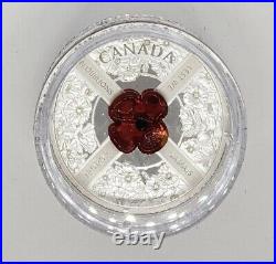 Canada 2019 $20 Lest We Forget Glass Poppy. 9999 Silver Proof Coin