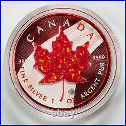 Canada 2020 $5 1oz 9999 Silver Maple Leaf w Red Opal Stone in OGP w COA #BH01288