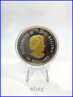 Canada 2021 $50 Maple Leaf in Motion Yellow & Rose Pure Silver Gold Plated Coin