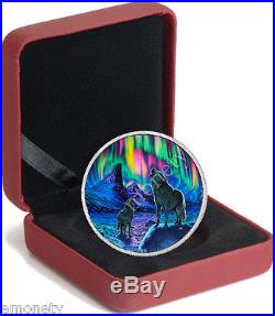 Canada $30 Northern Lights in the Moonlight silver coin GLOW IN THE DARK + GIFT