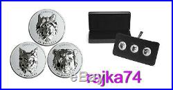 Canada- 3 x 25$ 2019 Silver PROOF Wolf + Grizzly + Lynx Multifaceted Animal