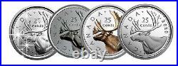 Canada CARIBOU 25 cents quarter coin, Same Coin Different Finishes, 2020
