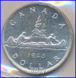 Canada Dollar 1948 ICCS MS-62 The Key date of Canada Silver Dollars