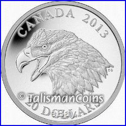 Canada ERROR 2013 Bald Eagle Portrait of Power $20 Silver MISSING EDGE LETTERING