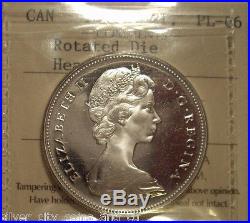 Canada Elizabeth II 1967 Rot Die Silver Dollar ICCS PL-66 HC (XNK 463)
