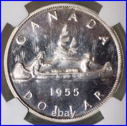 Canada Elizabeth II Silver Dollar 1955 Arnprior Water Lines Pcgs Pl 65