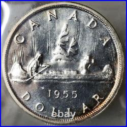 Canada Elizabeth II Silver Dollar 1955 Iccs Pl-65