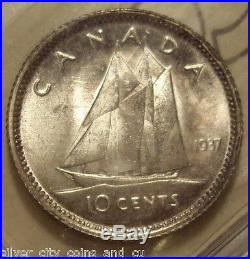 Canada George VI 1937 Rotated Dies Silver Ten Cents ICCS MS-65