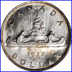 Canada George VI 1938 1 Dollar Silver Coin, Uncirculated, Certified Pcgs Ms62