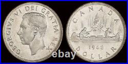Canada. George VI 1948 Silver Dollar, 23.33 g, 36 mm ICCS MS-62 KM-46