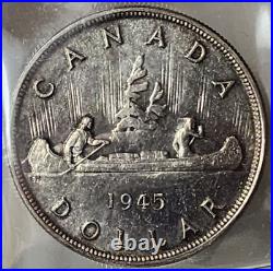 Canada George VI Silver Dollar 1945 Iccs Ms62