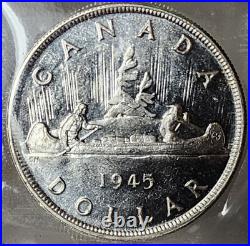Canada George VI Silver Dollar 1945 Iccs Ms-62