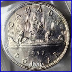 Canada George VI Silver Dollar 1947 Blunt 7 Iccs Ms-63