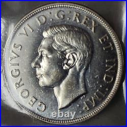 Canada George VI Silver Dollar 1947 Pointed 7 Dot Iccs Ms62