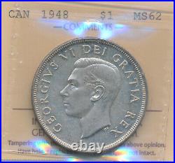 Canada George VI Silver Dollar 1948 Iccs Ms62