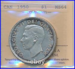 Canada George VI Silver Dollar 1950 Arnprior ICCS MS64