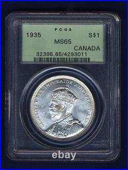 Canada George V 1935 1 Dollar Silver Coin Gem Uncirculated, Certified Pcgs Ms65