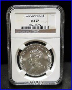 Canada George V 1935 $1 Silver Coin Gem Unc, Certified NGC MS 65 004