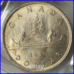 Canada George V Silver Dollar 1936 Iccs Ms-64