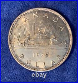 Canada King George VI 1938 1 Silver Dollar Coin, Borderline Uncirculated